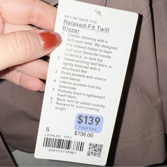 NWT Lululemon Relaxed-Fit Twill Blazer Taupetastic, Size Small - Picture 6 of 7